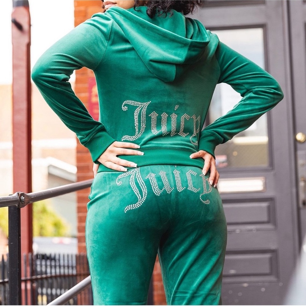 Juicy Couture Bling Green Velour Tracksuit Set